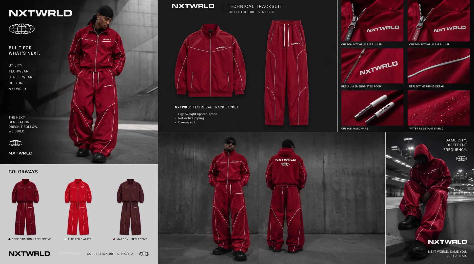 Deep Burgundy NXTWRLD technical tracksuit